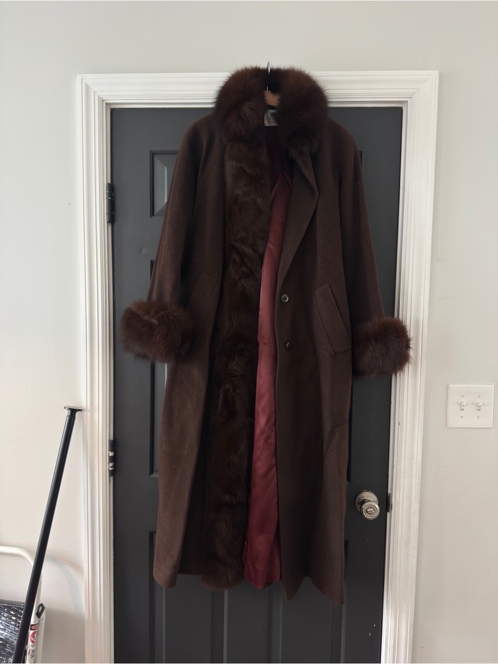 Vintage Saks Fifth Avenue Fleurette Cashmere Wool and Fox Fur Coat
